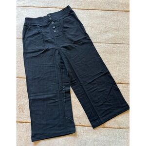 Joyfolie Sawyer Pant Women XL Black Cotton Wide Leg Cropped‎ NWT